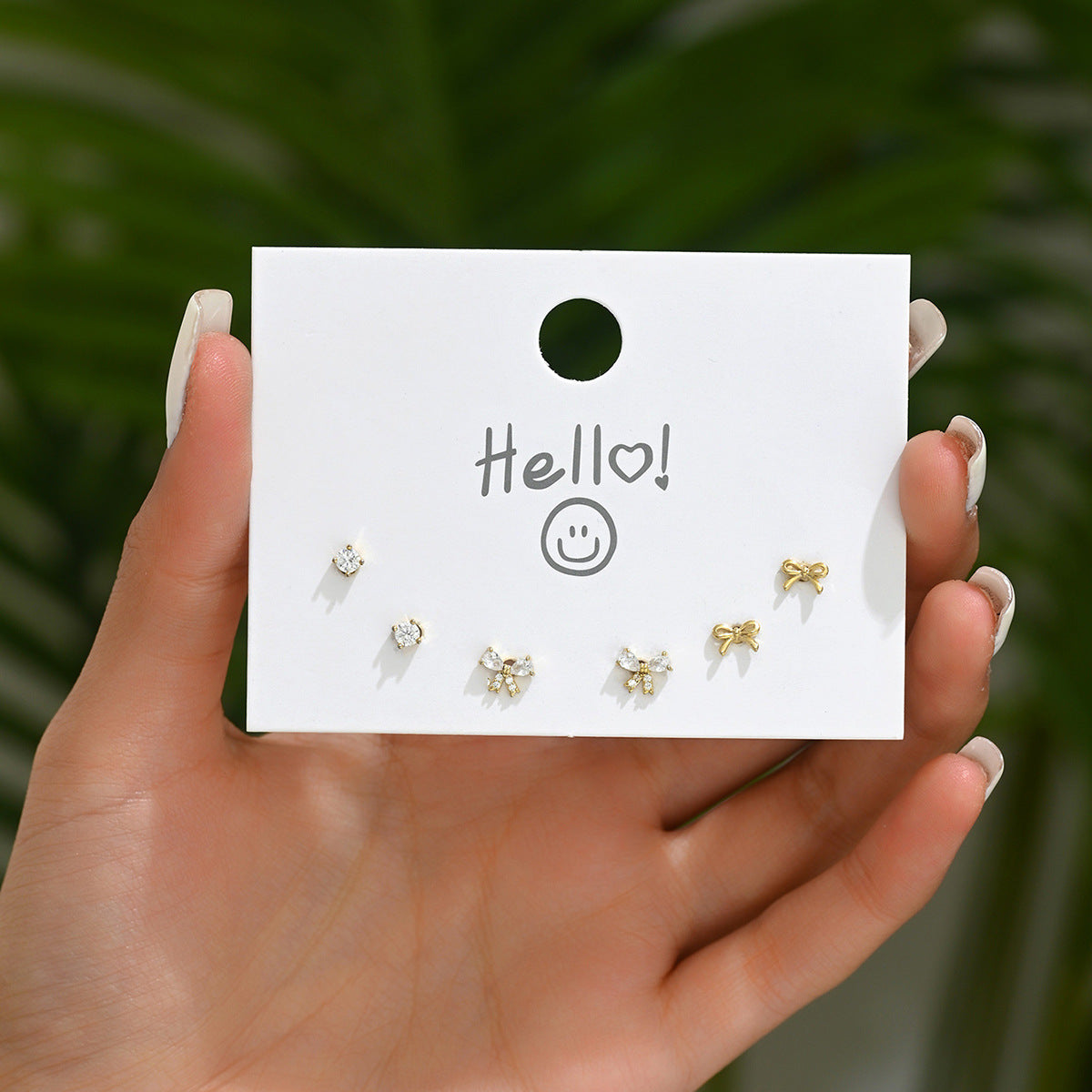 Wholesale Bow Inlaid Zircon Niche Design Earrings