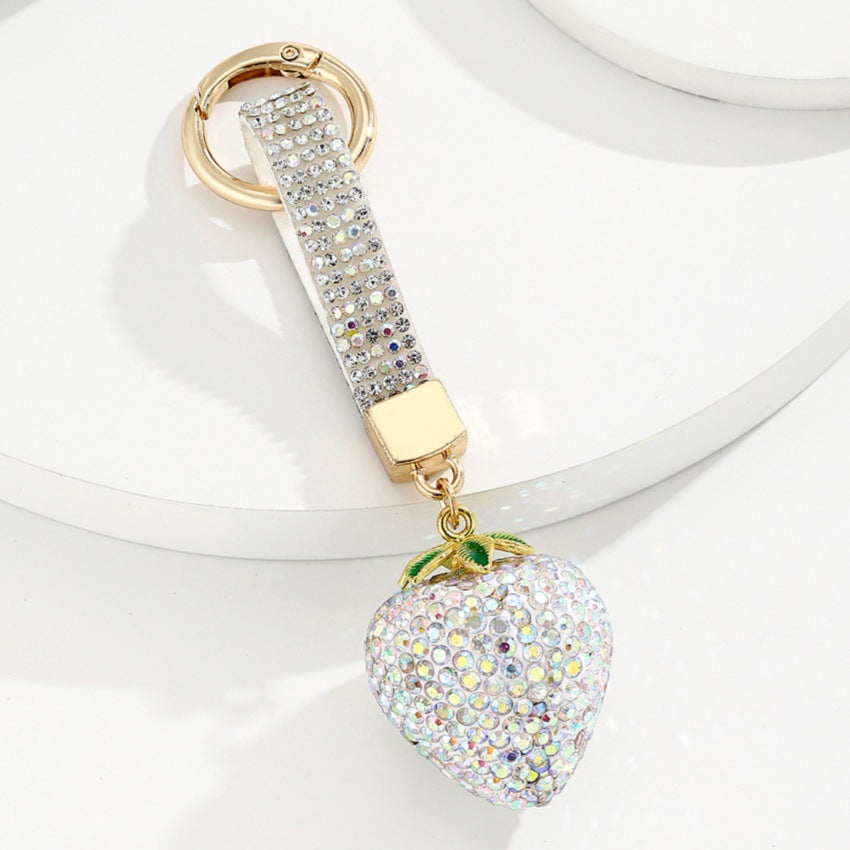 Wholesale Red Strawberry Rhinestone Keychain Car Key Accessory Gift