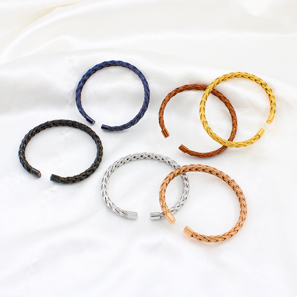 Wholesale Stainless Steel Bracelets Braided Wire Open Bracelet ACC-BT-Yueshi002