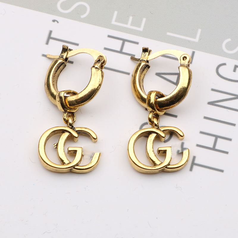 Wholesale Retro Ethnic Geometric Double G Earrings - Chic Fashion Accessory for Boutique Resale