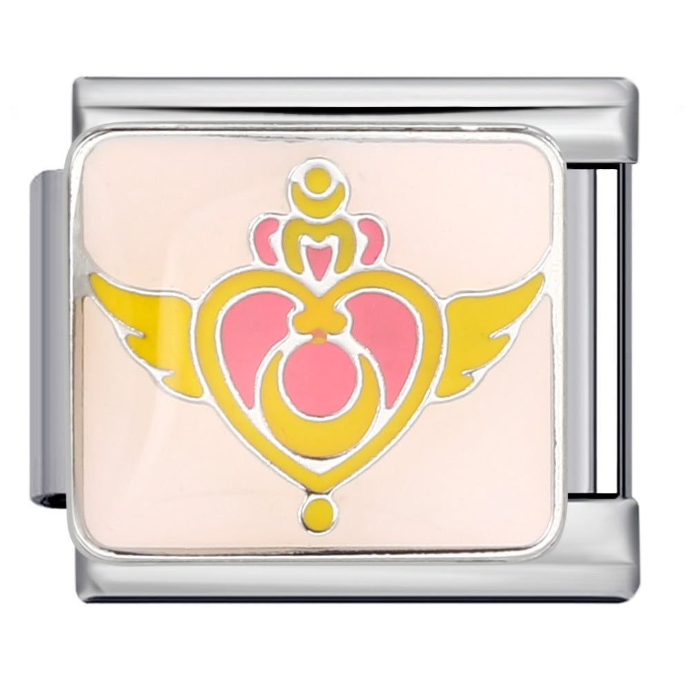 Wholesale Italian Charm Bracelet 9mm DIY Splicing Removable Color English Stainless Steel Composable Bracelet