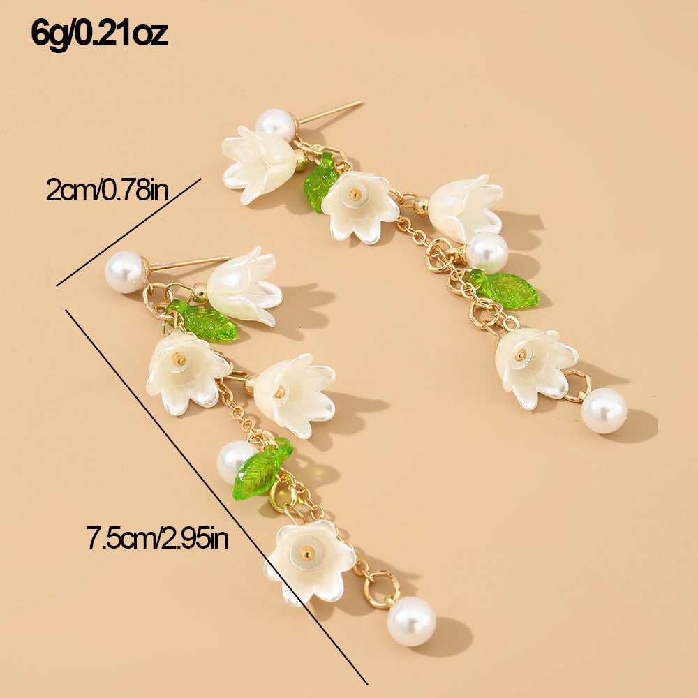 Wholesale Long Tassel Lily of the Valley Necklace Bracelet Earrings Anklet Set