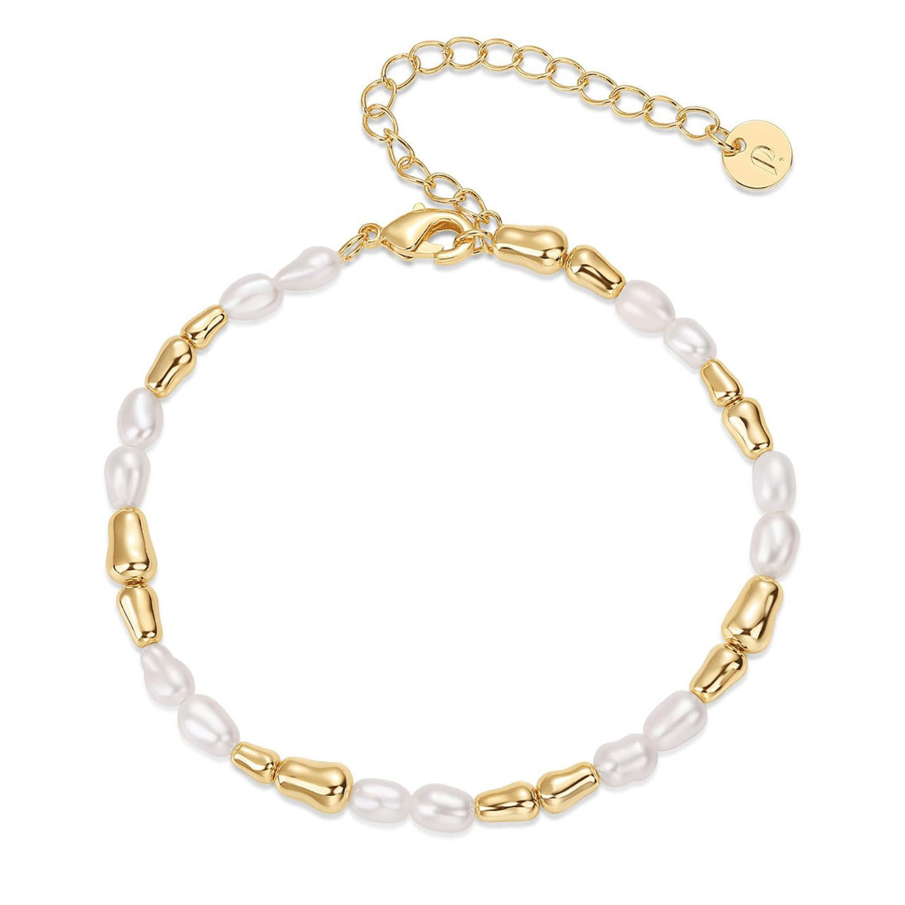 Wholesale  Irregular Baroque Pearl Gold Beads Adjustable Chain Bracelet