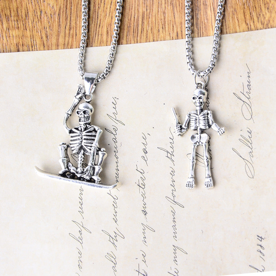 Wholesale Halloween skull pendant stainless steel necklace