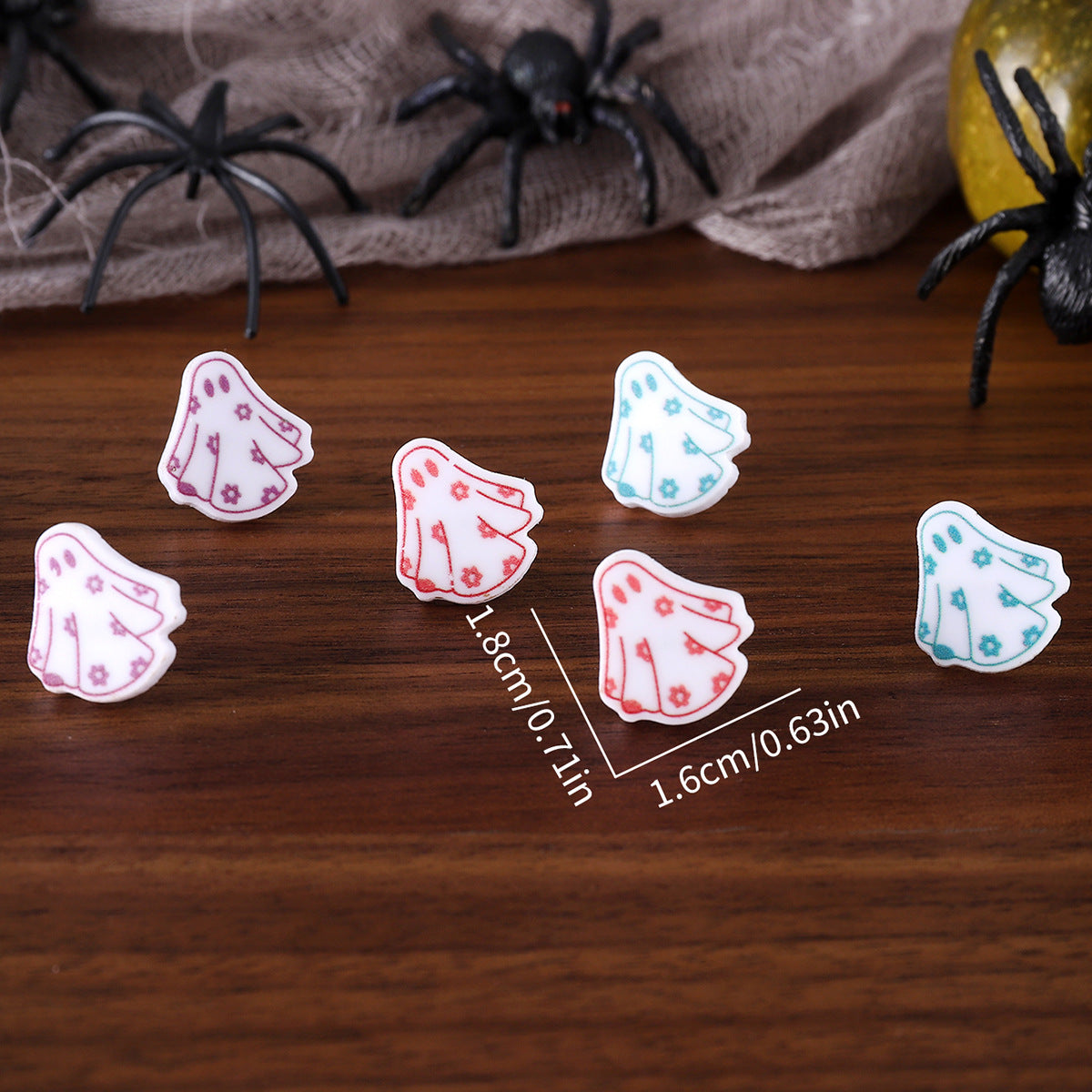 Wholesale Halloween Cute Colorful Flowers Ghost Gothic Acrylic Earring Set ACC-ES-ChuLian067