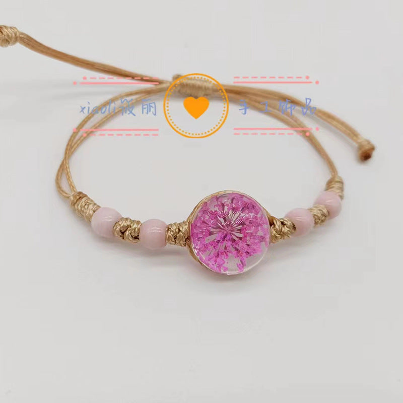 Wholesale Handwoven Colorful Ceramic Beads Natural Real Flower Bracelet ACC-BT-Youl011