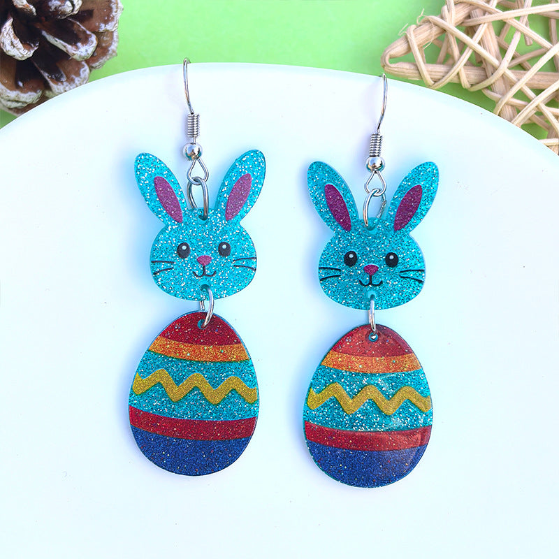 Wholesale Acrylic Easter bunny and egg earrings