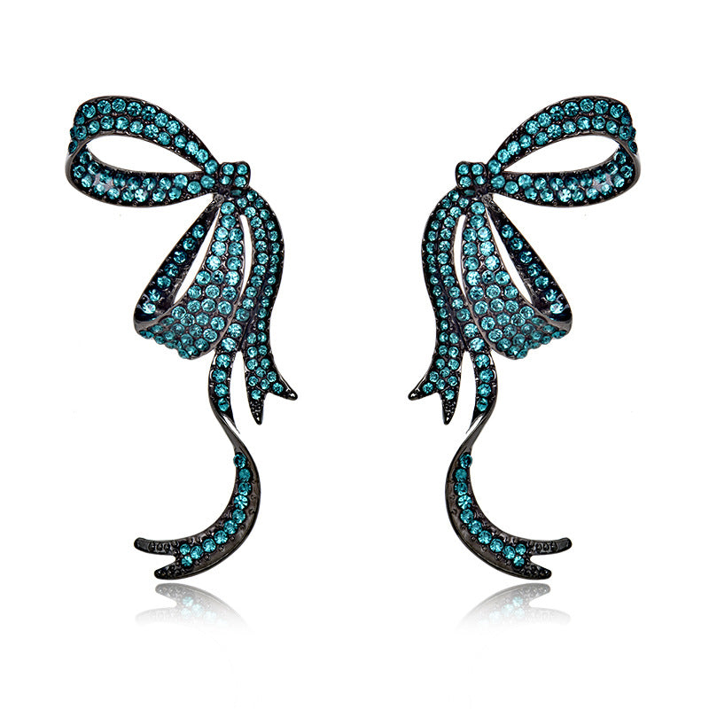 Wholesale palace style full diamond butterfly earrings black insect butterfly earrings ACC-ES-Jiuj005