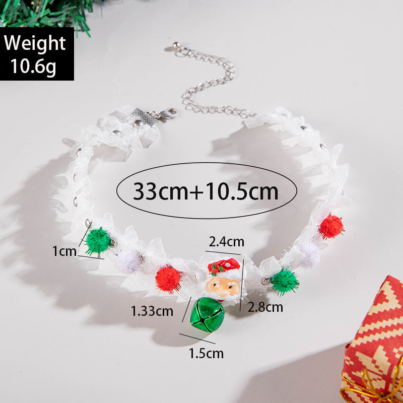 Wholesale Christmas Lace Color Fur Ball Collar Necklace
