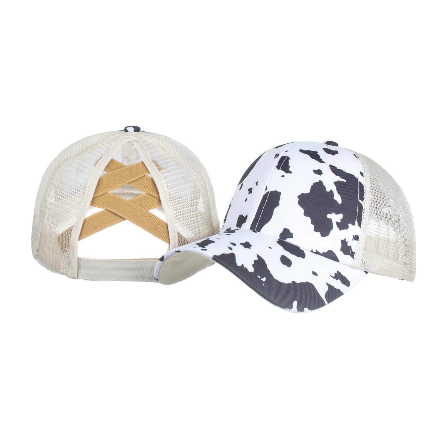 Wholesale Leopard Print Cross Ponytail Baseball Cap Hat ACC-HT-ZhongMei003