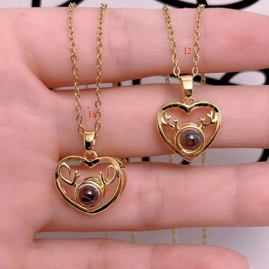 Wholesale 100 languages I love you projection temperature necklace