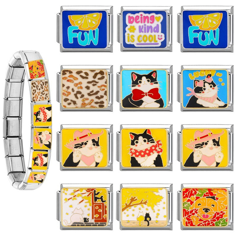 Wholesale Italian Charm Bracelet 9mm DIY Splicing Pet Blue Titanium Steel Composable Bracelet