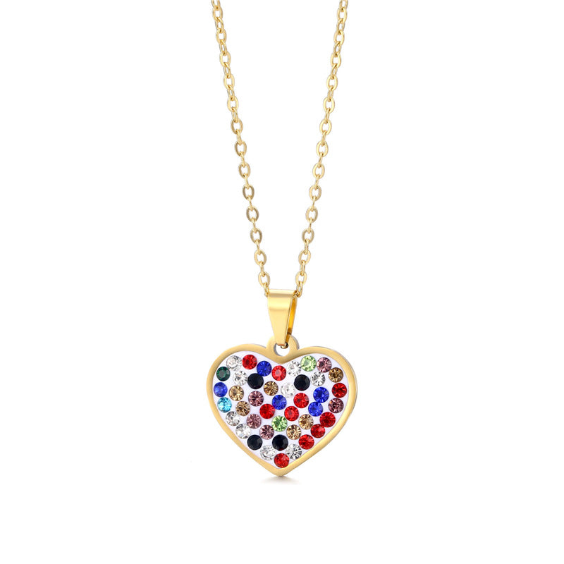 Wholesale Stainless Steel Diamond Heart Shape Necklaces  ACC-NE-MinM005