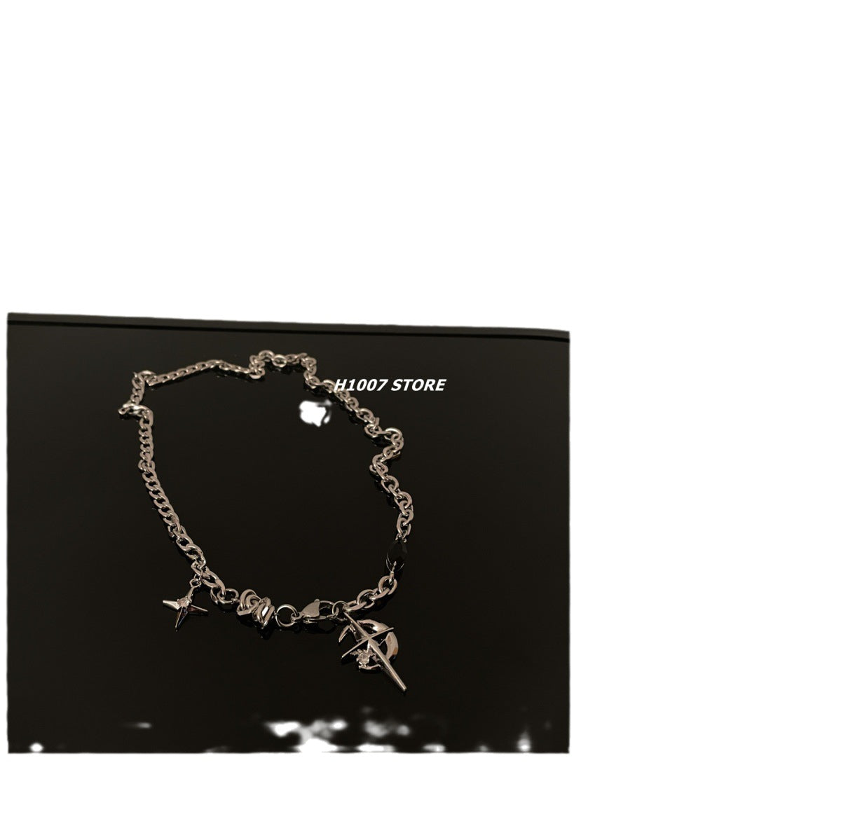 Wholesale black gemstone star sweater necklace