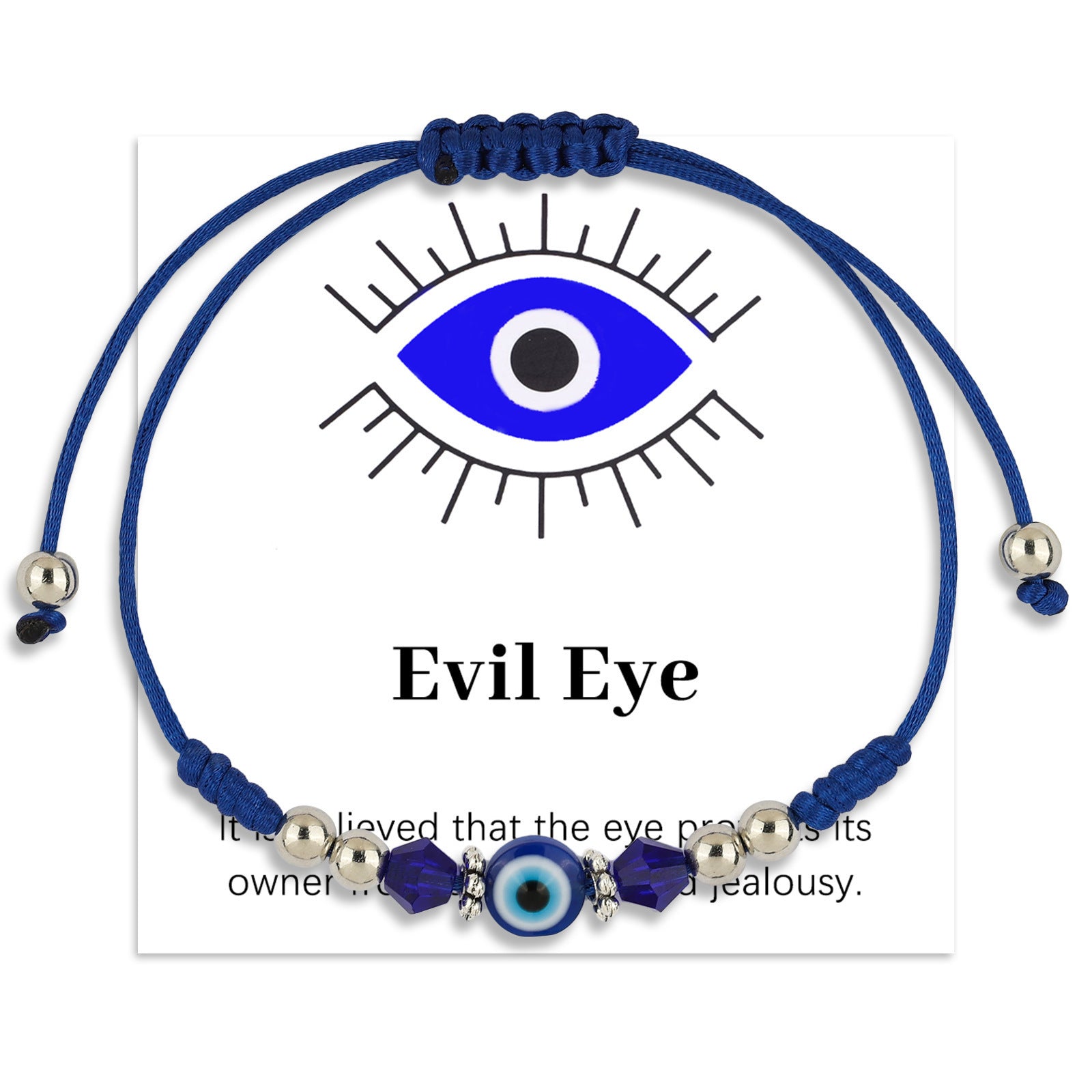 Wholesale Handmade Evil Eye Adjustable Braided Couple Bracelet Dark Blue Geometric Bead Jewelry Accessory Everyday Gift