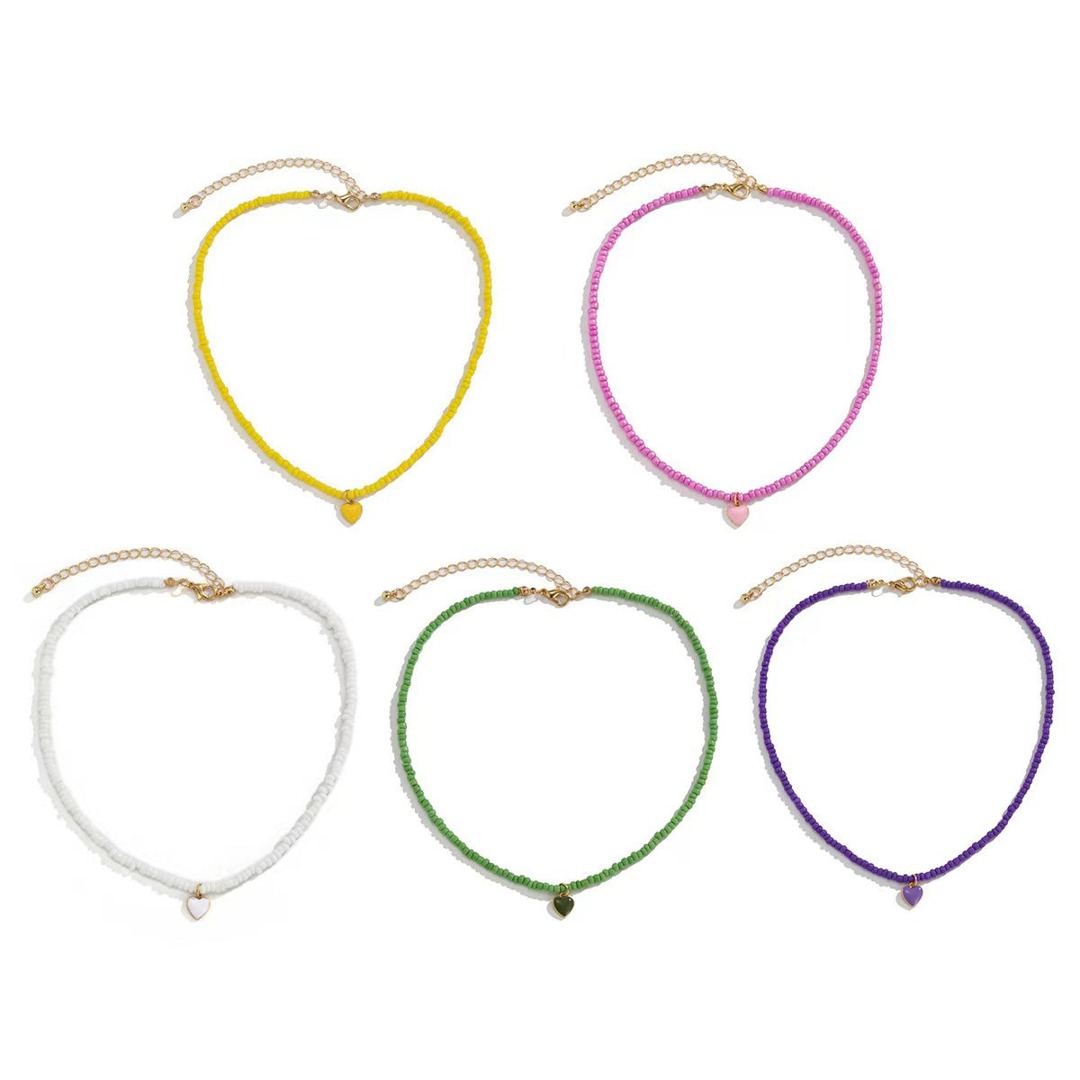 Wholesale Bohemian Clavicle Handmade Bead Heart Necklace