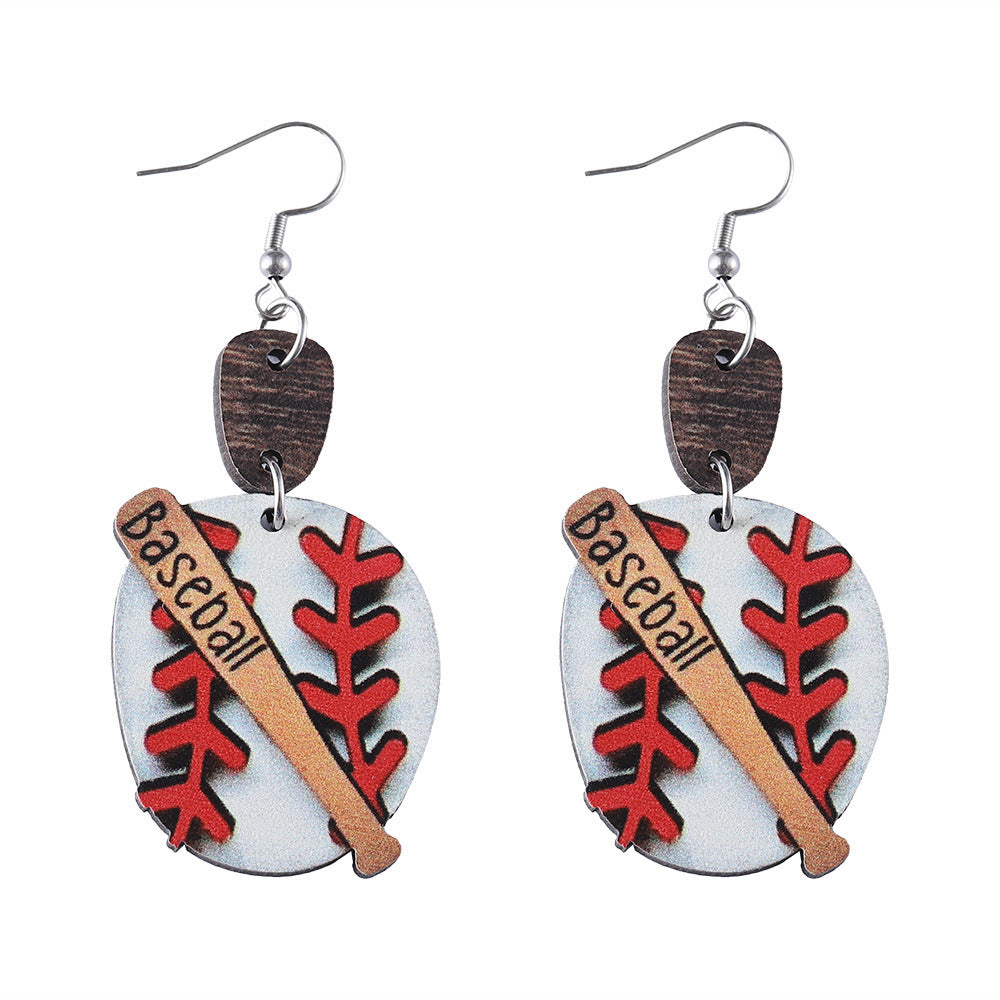 Wholesale Tennis Baseball Stitching Pendant Earrings