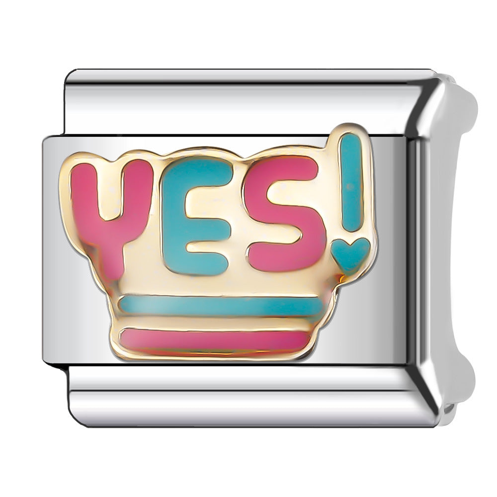 Wholesale Italian Charm Bracelet 9mm DIY Splicing English Retro Series Stainless Steel Composable Bracelet