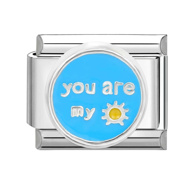 Wholesale Stainless steel DIY charm color love letter module stainless steel elastic bracelet