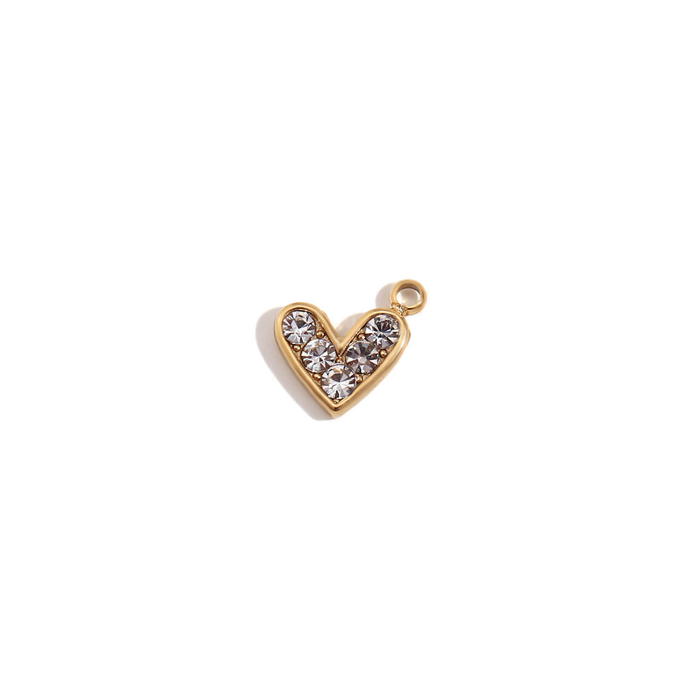 Wholesale Mini Simple Stainless Steel Pendant 18K Gold Plated Pendant Micro-inlaid Color Diamond Heart Shaped Geometric Pendant ACC-PT-MengJ001