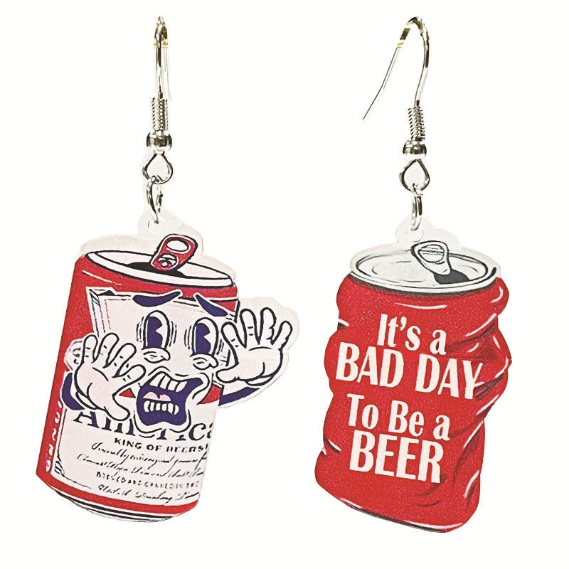 Wholesale 2 Pairs/pack Retro Fun Cute Cold Beer Water Drop Acrylic Earrings ACC-ES-HY073
