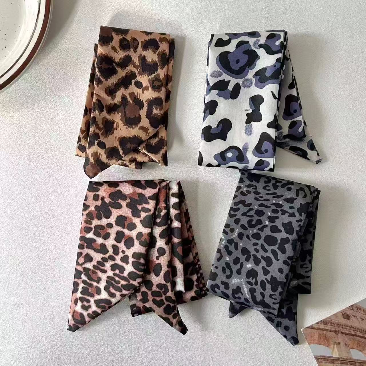 Wholesale Leopard print  Silk f 90* 6cm Large Square Scarf