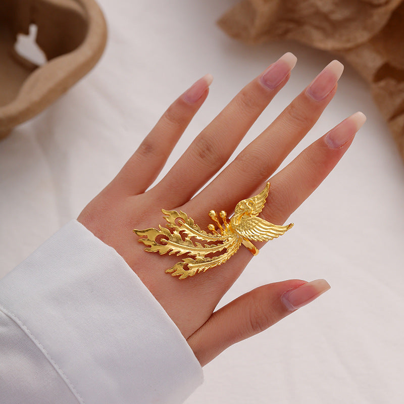 Wholesale  personalized five-petal flower three-dimensional flower opening ring