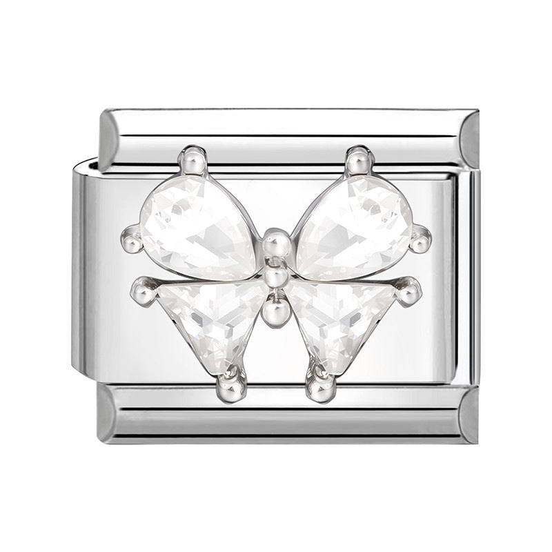 Wholesale Fashion Titanium Steel DIY Italian Charms Bracelet With UV Resin Angel Butterfly Design Boutique Jewelry Accessory