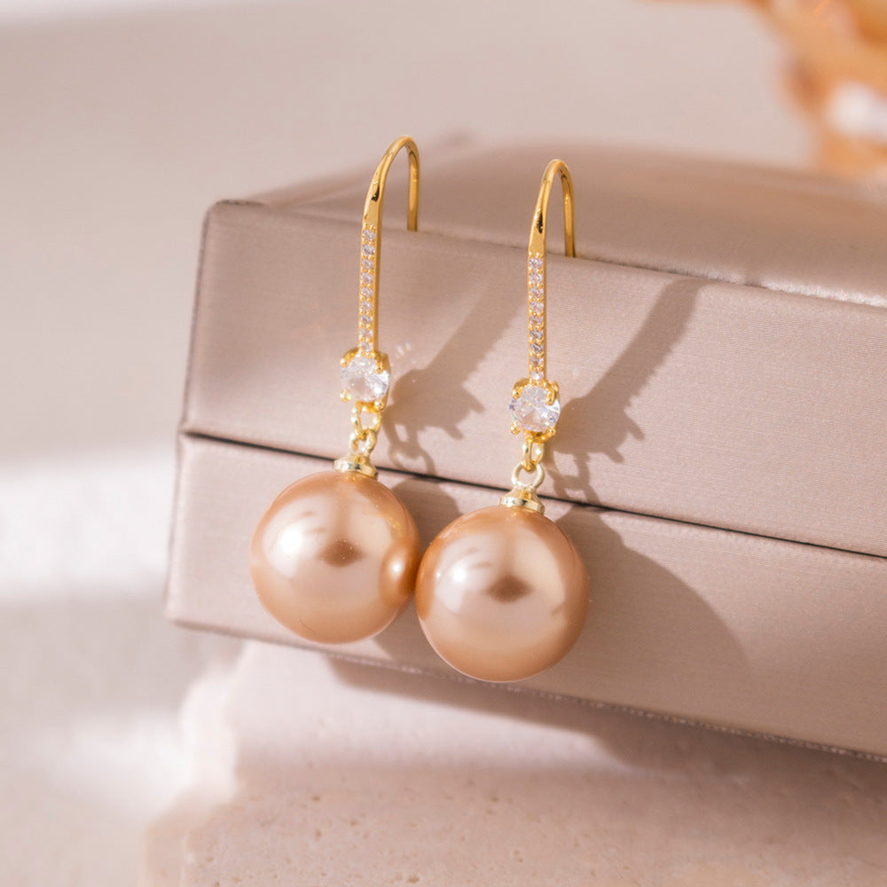 Wholesale Zircon Pearl Ear Hook  Light Luxury Elegant Long Earrings