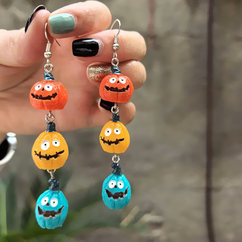 Wholesale Plastic Pumpkin Skull  Dangle Earrings Dark Gothic Party Jewelry Accessory