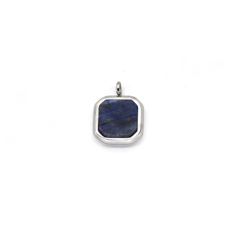 Wholesale Geometric Lapis Lazuli Titanium Steel Necklace