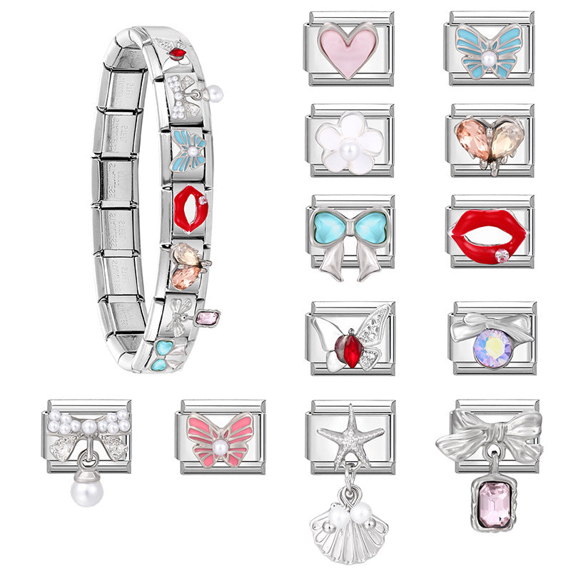 Wholesale Italian Charm Bracelet 9mm DIY Splicing Cute Creative Stainless Steel Composable Bracelet
