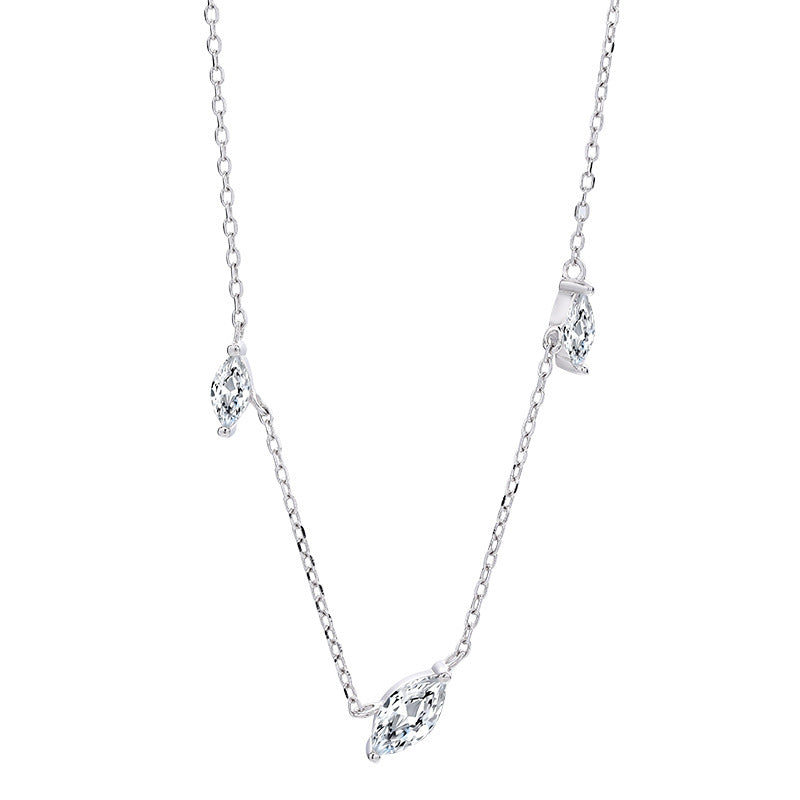 Wholesale S925 Sterling Silver Necklace  Leaf Asymmetrical Clavicle Chain