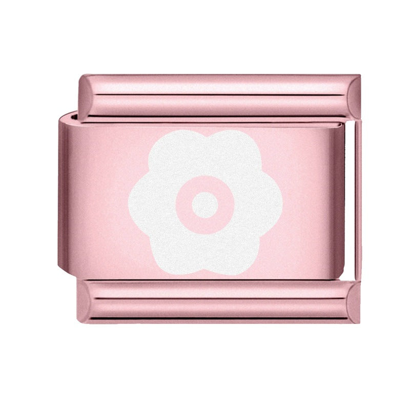 Wholesale Italian Charm Bracelet 9mm DIY Splicing Rose Pastel Stainless Steel Composable Bracelet