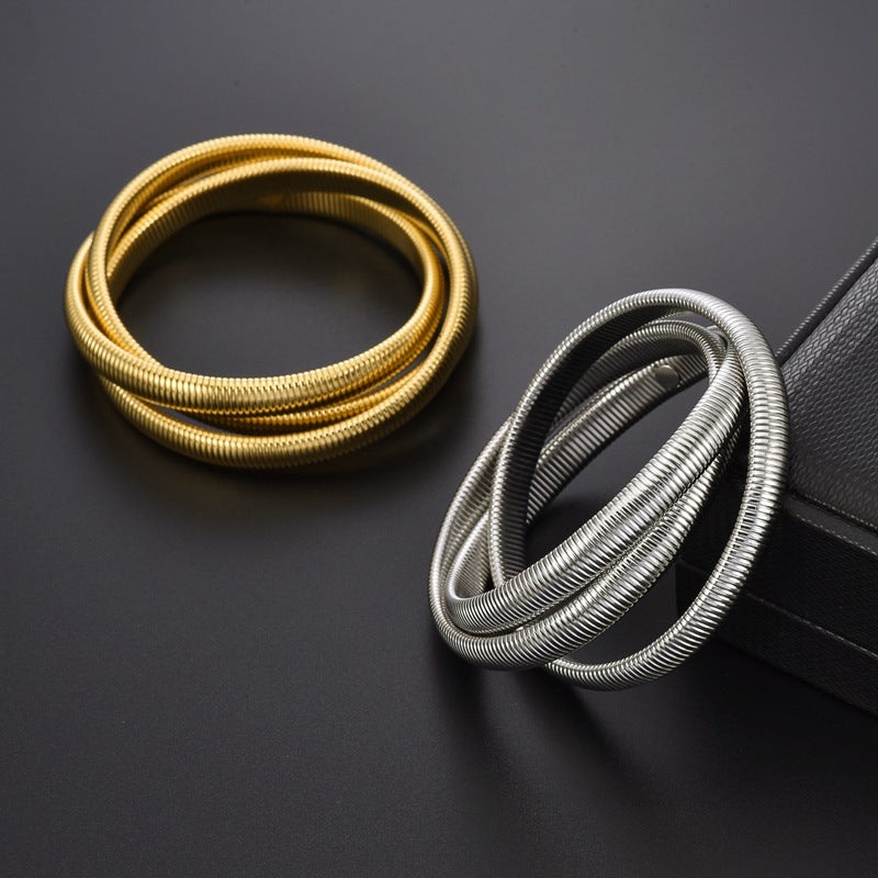 Bracciale largo a semicerchio a tre strati in acciaio al titanio all'ingrosso