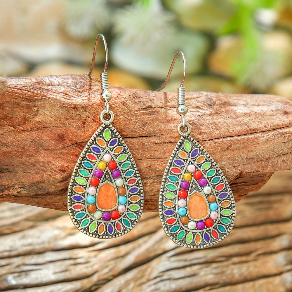 Wholesale Electroplated Alloy Drop Earrings Retro Bohemian Style Trendy Jewelry Accessory