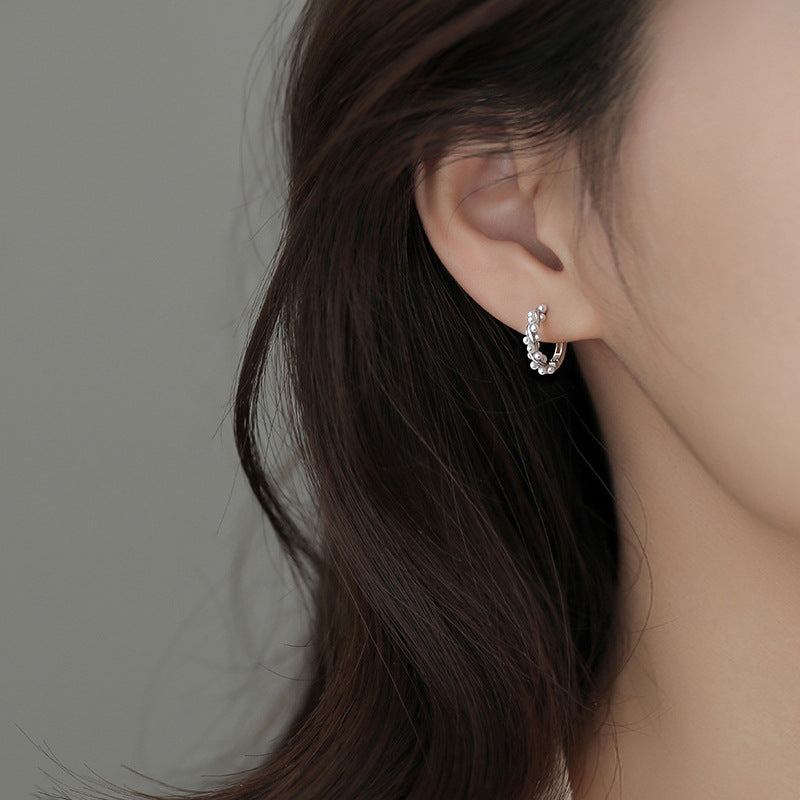 Wholesale S925 Sterling Silver Beads Ear Hoop Earrings