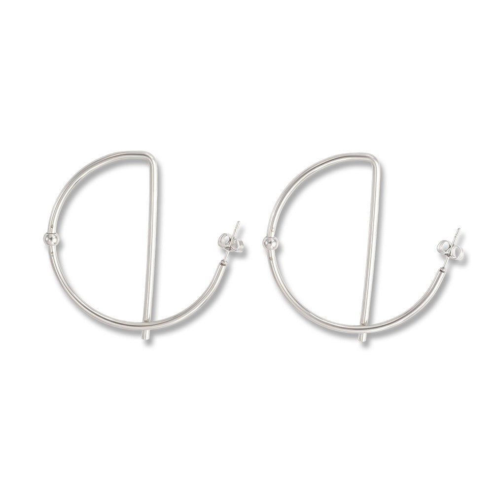 Wholesale Minimalist Geometric Stainless Steel Earrings Trendy Everyday Fashion Accessory