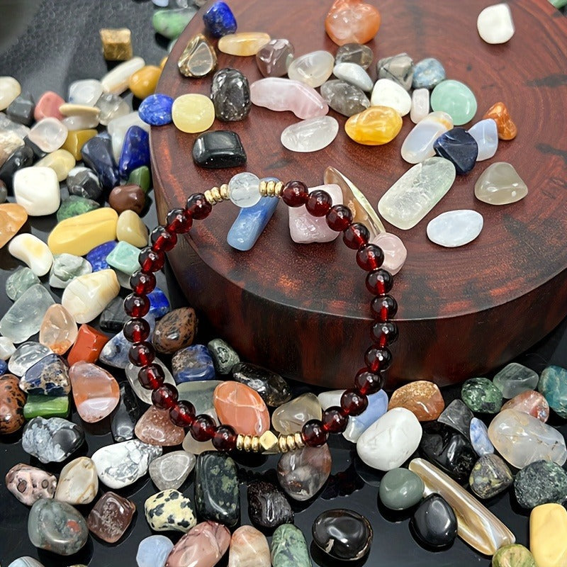 Wholesale Red Agate Gold Bead Bracelet