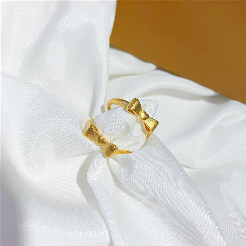 Wholesale 14K Gold Bow Heart-shaped Opening Adjustable Ring