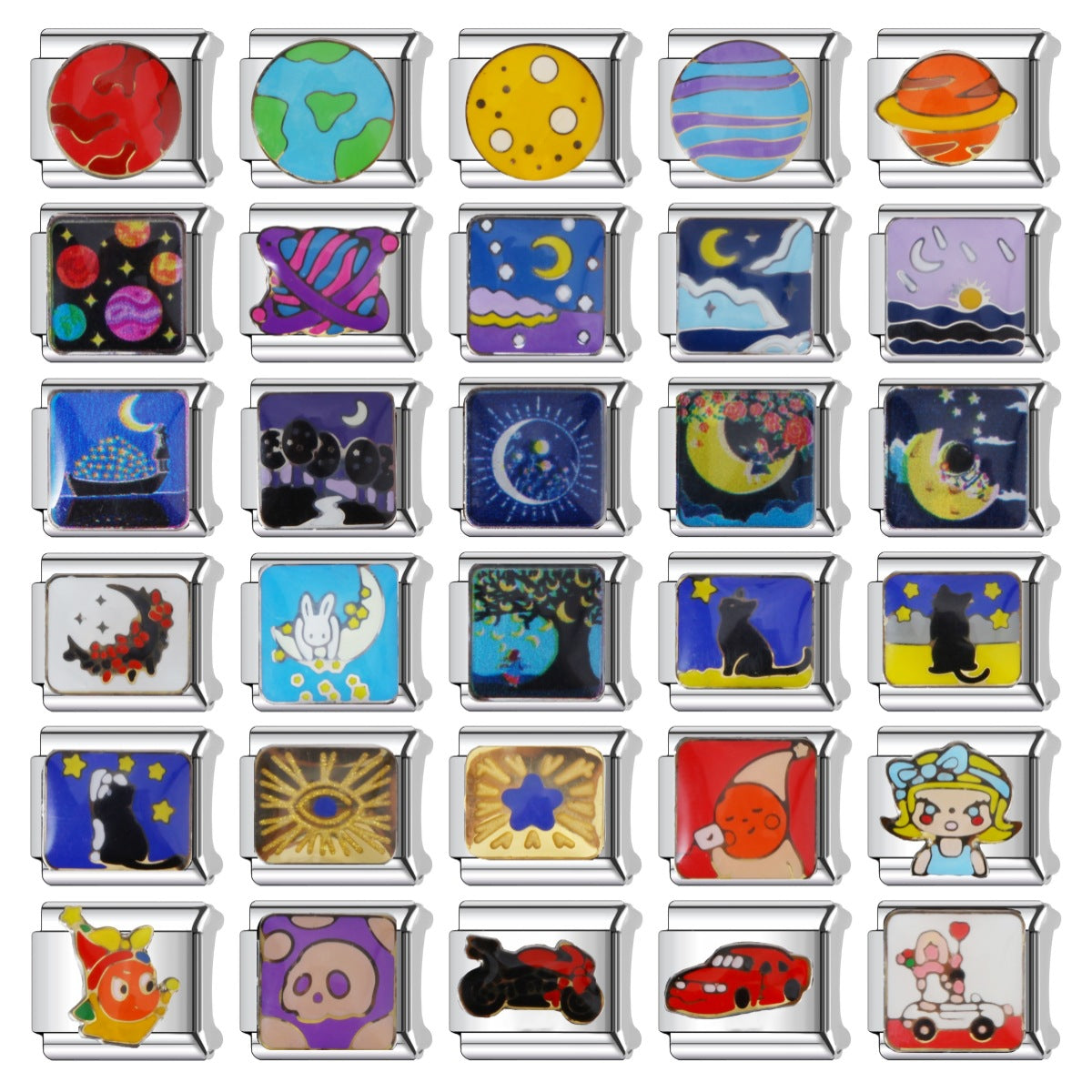Wholesale Cartoon Animal and Planet Theme Stainless Steel DIY Modular Watch Strap for Unisex Gift