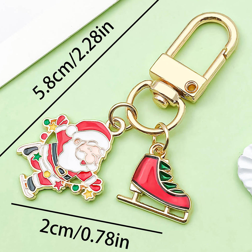 Wholesale Christmas oil drop alloy  snowman bell  keychain