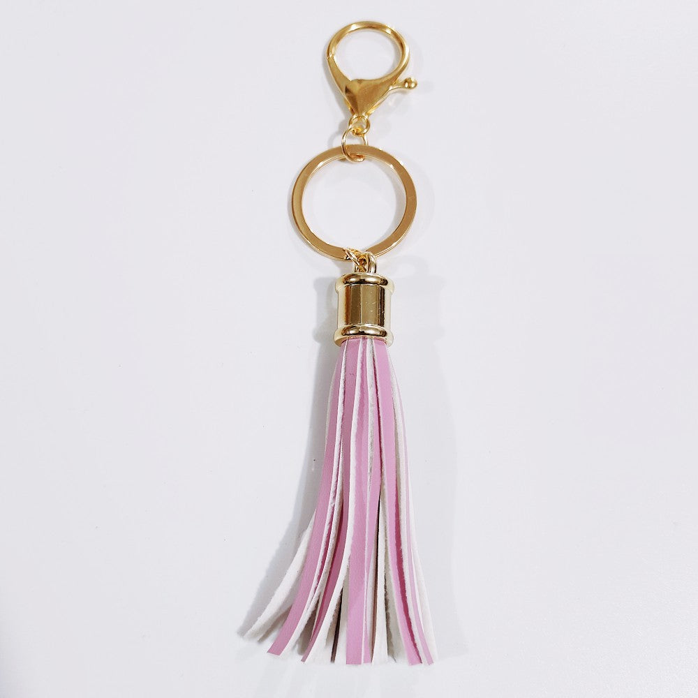 Wholesale Leopard Color Leather Tassel Keychain