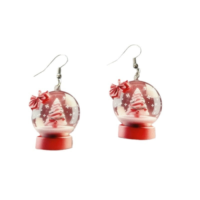Wholesale 10pcs Acrylic Christmas Snowball Cake Tree Earrings