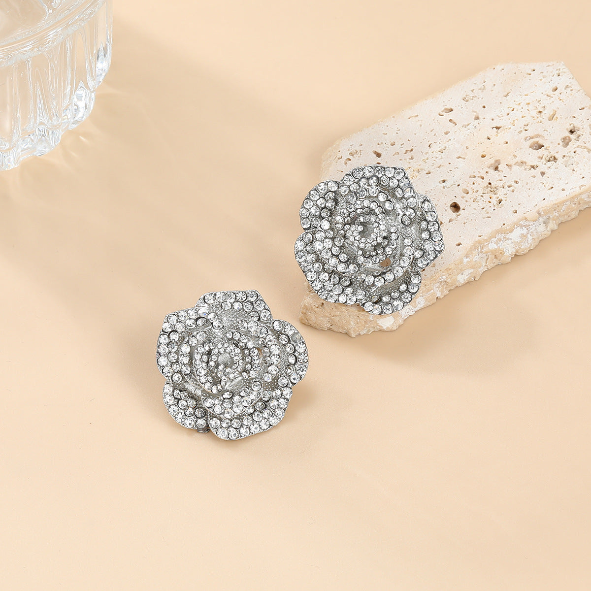 Wholesale Exaggerated Earrings Rhinestone Flower Earrings Statemente Earrings ACC-ES-JL033