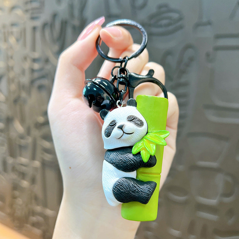 Wholesale Cartoon Hugging Bamboo Panda PVC Keychain Lanyard Keychain ACC-KC-YanG006