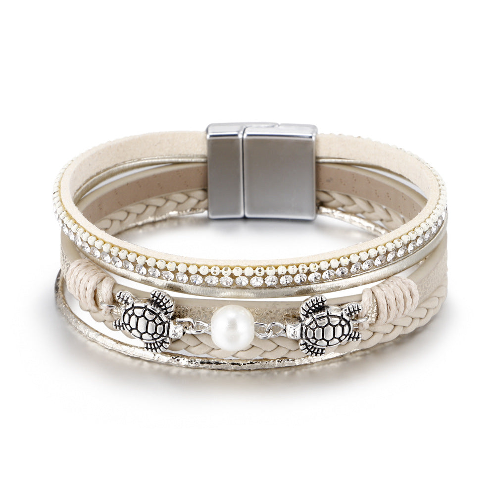 Wholesale  National style Pearl turtle magnetic buckle ladies Bracelet