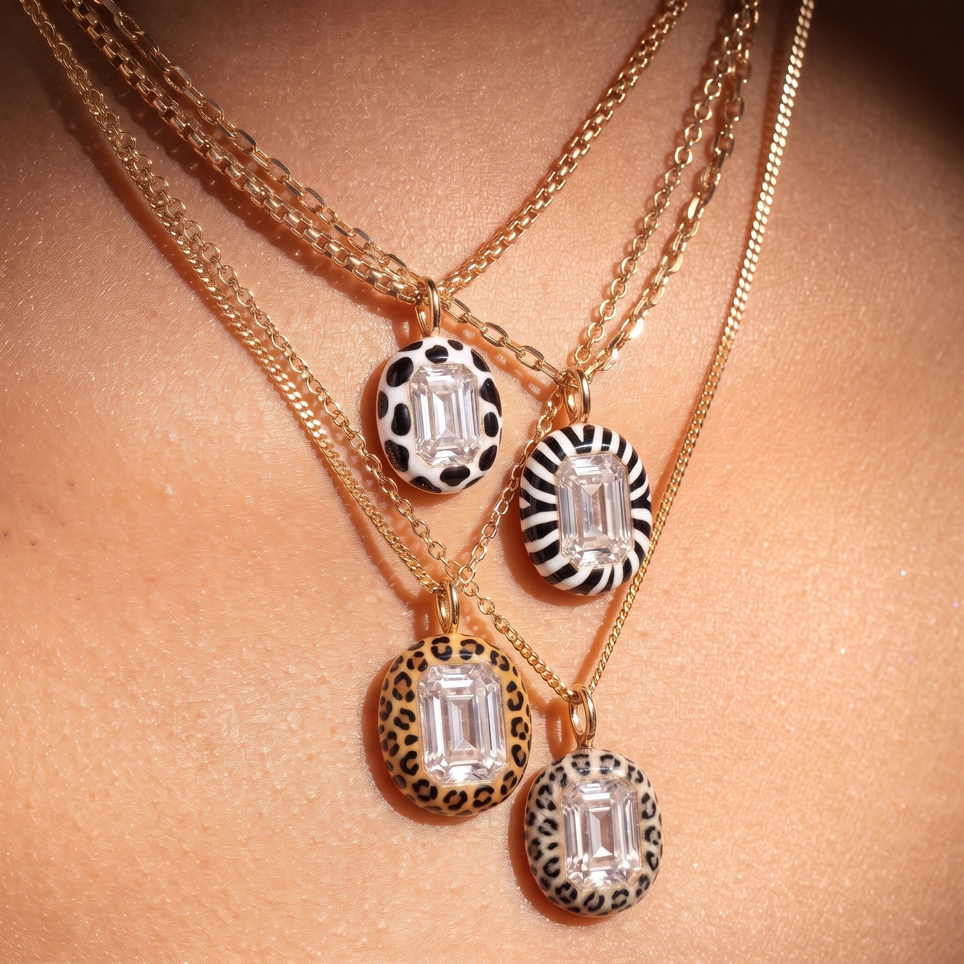 Wholesale Stainless Steel Zebra Pattern Pendant With Open Chain 18K Gold Tone Finish DIY Jewelry Accessory For Fashion Gift