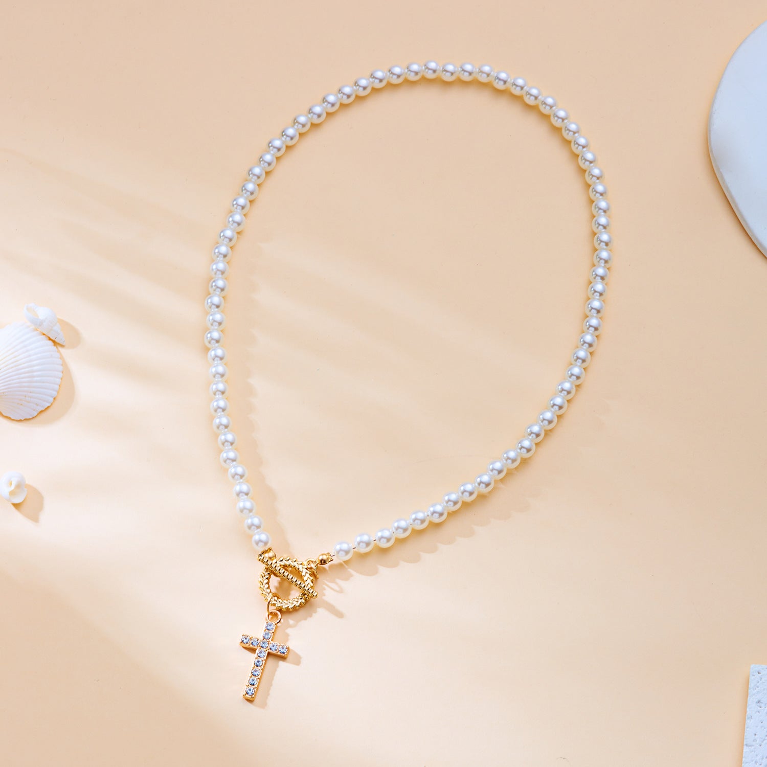 Wholesale  OT buckle necklace  diamond  pearl beaded necklace