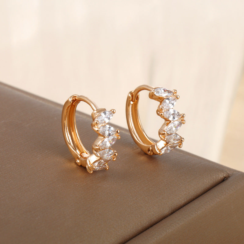 Wholesale  Geometric Round Zircon Ear Ring Earrings
